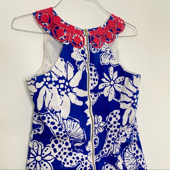 Lily Pulitzer Floral Blue and Red Sleeveless Dress - Picture 5 of 11